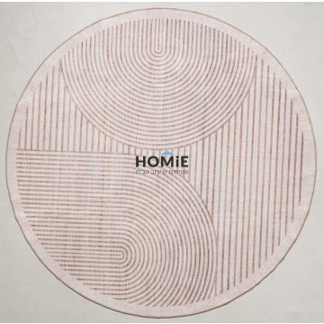 שטיח עגול רטרו מודרני גיאומטרי קשתות טבעי דגם אנטוניו 12. השטיח מתאים לסלון ושאר הבית.