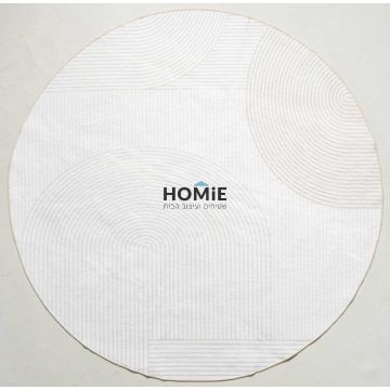 שטיח עגול רטרו מודרני גיאומטרי קשתות טבעי דגם אנטוניו 13. השטיח מתאים לסלון ושאר הבית.