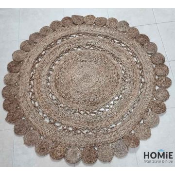 שטיח חבל טבעי (יוטה) עגול עבה דקורטיבי כסוף עבודת יד דגם ולנסיה 1808. השטיח המודרני-קלאסי היוקרתי מתאים לסלון, לחדר שינה, לחדר ילדים, לחדר/פינת משחקים, לחדר אורחים, למסדרון, לאמבטיה, למטבח, לפינת אוכל, לחדר עבודה, לגינה, לגן ילדים, לבית ספר ולמשרד. 