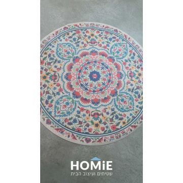 שטיח גומי עגול למטבח רטרו גיאומטרי מודרני דקורטיבי צבעוני מנדלה דגם מדריד 71.