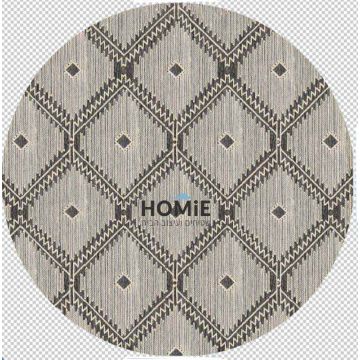 שטיח גומי טבעי עגול למטבח וינטג' בוהו אתני מעויינים אוף וויט אפור דגם מדריד 24.
