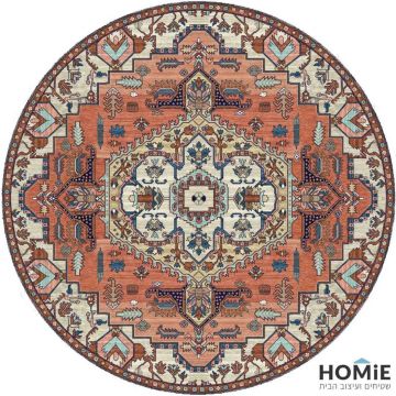 שטיח גומי עגול למטבח וינטג' קלאסי בריק מדליון דגם מדריד 43. השטיח היוקרתי בסגנון הענתיקה יתאים גם לסלון, חדר שינה, חדר ילדים ותינוקות, אמבטיה, מסדרון, פינת אוכל, חדר עבודה, גינה, משרד, בית ספר, גן ילדים, מתנ"ס, חנות, מסעדה ואולמות אירועים.