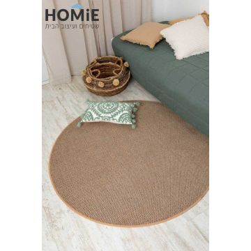 שטיח מודרני עגול למטבח שניל בז' דגם אדוארדו 02. השטיח הכפרי יתאים גם לסלון ושאר הבית.