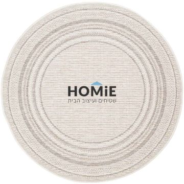 שטיח עגול מודרני גיאומטרי עם מסגרת אבן דגם אוקספורד 01-1, מתאים לסלון ולשימוש חיצוני - תצוגה מלאה