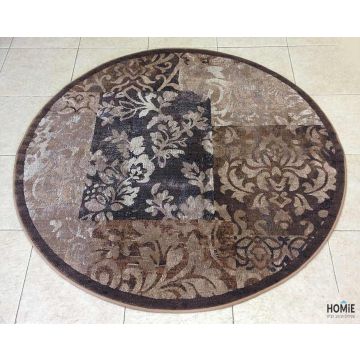 שטיח עגול טלאים וינטג' חום בז' פרחוני דגם דונטלו 69/80