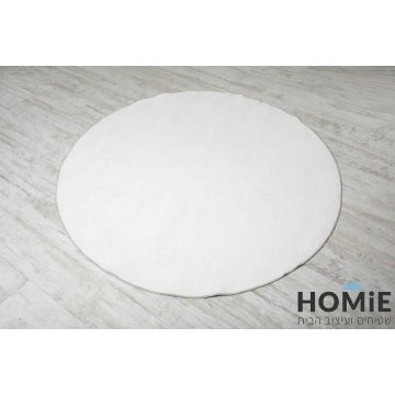 שטיח עגול מודרני חלק בצבע לבן דגם פיטר 06-1 - תצוגה מלאה.
