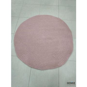 שטיח חבל עגול קילים עבודת יד יוקרתי לסלון, לחדר שינה, לחדר ילדים, לאמבטיה, לפינת אוכל, למטבח, לגינה ולמשרד דגם סלבדור 02 בצבע ורוד עתיק (פודרה).