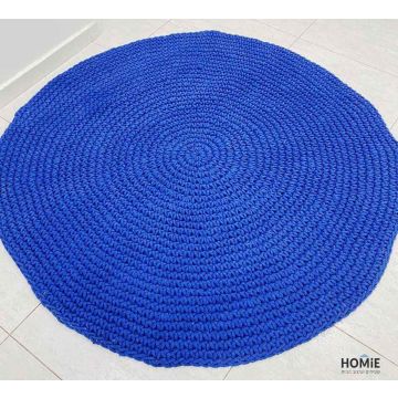 שטיח חבל עגול קילים עבודת יד מודרני יוקרתי כחול דגם סלבדור 08 לסלון, לחדר שינה, לחדר ילדים, לאמבטיה, לפינת אוכל, למטבח, לגינה ולמשרד. 