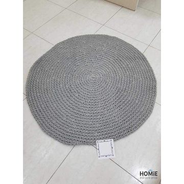 שטיח חבל עגול קילים עבודת יד מודרני יוקרתי אפור דגם סלבדור 01 לסלון, לחדר שינה, לחדר ילדים, לאמבטיה, לפינת אוכל, למטבח, לגינה ולמשרד. 