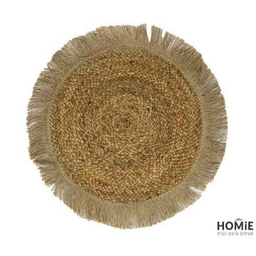 שטיח חבל טבעי (יוטה) עגול עבודת יד פרנזים דגם לואיזיאנה 446. השטיח הכפרי מתאים לסלון, לחדר שינה, לחדר ילדים, לחדר/פינת משחקים, לחדר אורחים, למסדרון, לאמבטיה, למטבח, לפינת אוכל, לחדר עבודה, לגינה, לגן ילדים, לבית ספר ולמשרד.