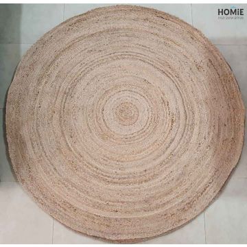 שטיח חבל (יוטה) טבעי עבודת יד עגול מוזהב מודרני יוקרתי דגם מרידה 1750 לסלון, לחדר שינה, לחדר ילדים, למסדרון, לאמבטיה, למטבח, לפינת אוכל, לחדר עבודה, לגינה, לגן ילדים, לבית ספר ולמשרד. 