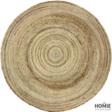 שטיח חבל טבעי (יוטה) עגול זהוב מודרני יוקרתי עבודת יד דגם טסמניה 1304. 