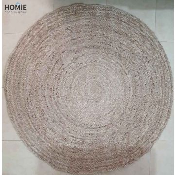 שטיח חבל (יוטה) טבעי עבודת יד עגול כסוף מודרני יוקרתי דגם מרידה 1751 לסלון, לחדר שינה, לחדר ילדים, למסדרון, לאמבטיה, למטבח, לפינת אוכל, לחדר עבודה, לגינה, לגן ילדים, לבית ספר ולמשרד.