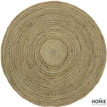 שטיח חבל טבעי (יוטה) עגול כסוף מודרני יוקרתי עבודת יד דגם טסמניה 1303. השטיח מתאים לסלון, לחדר שינה, לחדר ילדים, למסדרון, לאמבטיה, למטבח, לפינת אוכל, לחדר עבודה, לגינה, לגן ילדים, לבית ספר ולמשרד. 