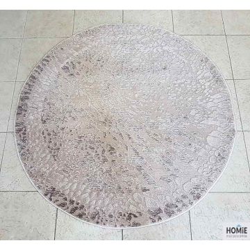 שטיח עגול אבסטרקטי איכותי לסלון, לחדר שינה, למטבח ושאר חלל הבית בצבע חום ובז'