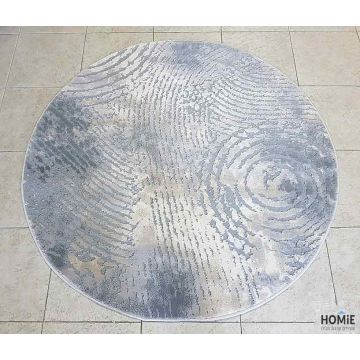 שטיח עגול אבסטרקטי מערבולת איכותי לסלון, לחדר שינה, למטבח ושאר חלל הבית בצבע אפור בהיר, אפור כהה, שמנת ובז