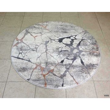 שטיח עגול אבסטרקטי מודרני יוקרתי לסלון, לחדר שינה, לחדר ילדים, למטבח ושאר חלל הבית דגם איביזה 73/99 בצבע כתום.