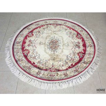 שטיח עגול קלאסי ויסקוזה דמוי משי שנהב דגם אספהאן 832