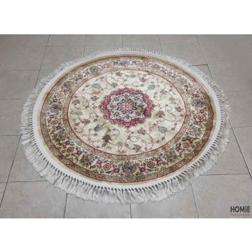 שטיח עגול קלאסי ויסקוזה דמוי משי שנהב דגם אספהאן 864