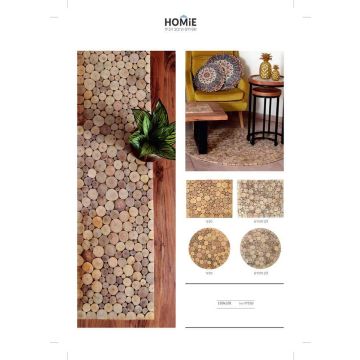 שטיח עגול דקורטיבי מודרני עבודת יד עשוי עץ אקליפטוס לסלון, לחדר שינה, לאמבטיה, למסדרון, למטבח, לחדר ילדים ולמשרד. 