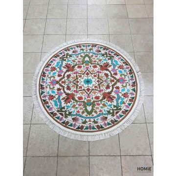 שטיח עגול וינטג' סמרקנד צבעוני כותנה מודרני איכותי דגם סטפני S1 לסלון.