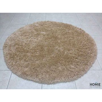 שטיח שאגי עגול בז' איכותי, חזק, צפוף, נעים למגע וקל לניקוי דגם ריינבואו