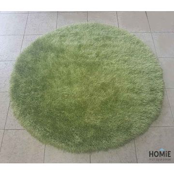 שטיח שאגי משי עגול ירוק לימון דגם נרניה