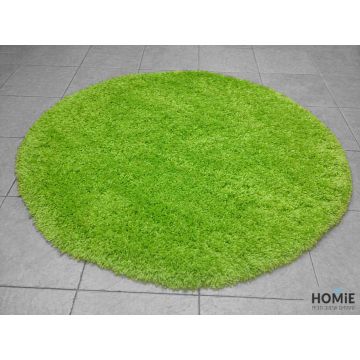 שטיח שאגי עגול ירוק בהיר איכותי לסלון, לחדר שינה, לחדר ילדים, למטבח ושאר חלל הבית. 