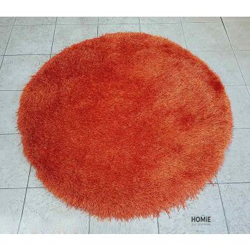 שטיח שאגי משי עגול כתום דגם נרניה