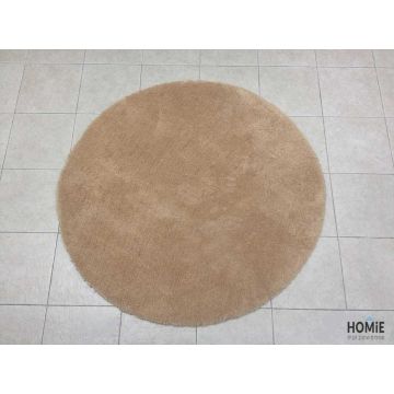 שטיח פרווה משי עגול איכותי ומפנק בטירוף בצבע חום בהיר לסלון, לחדר שינה, למטבח ושאר חלל הבית. 