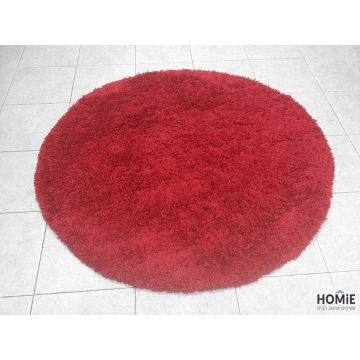 שטיח שאגי עגול אדום מודרני יוקרתי דגם ריינבואו לסלון, לחדר שינה, לחדר ילדים, למסדרון, למטבח, לפינת אוכל, לפינת משחקים, לחדר עבודה, למשרד, לבית הספר וגן ילדים. 