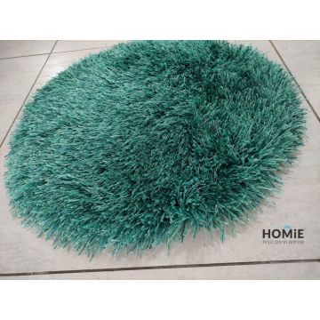 שטיח שאגי משי עגול עבה מולטי טורקיז דגם נרניה. השטיח מתאים לסלון, חדר שינה, חדר ילדים ועוד.