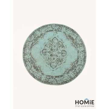 שטיח וינטג' עגול כותנה מדליון משופשף דהוי טורקיז דגם מונקו. שטיח השניל מתאים לסלון, חדר שינה, חדר ילדים, מסדרון, אמבטיה, חדר אורחים, חדר משחקים, מטבח, פינת אוכל, פינת ישיבה, חדר עבודה ומשרד. 