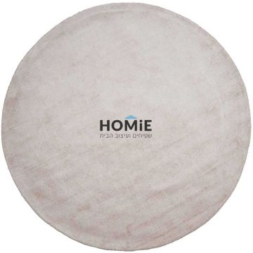 שטיח עגול ויסקוזה עבה חלק מודרני בז' דגם מורנה 01. השטיח הכפרי יתאים לסלון ושאר הבית.