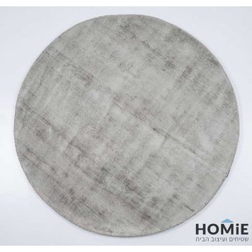 שטיח עגול ויסקוזה עבה בצבע אבן לסלון – דגם מורנה 09 פרוש בשלמותו
