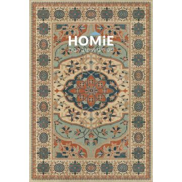 שטיח גומי דגם מדריד 78 – עיצוב פרסי קלאסי בצבעים חמים, מתאים גם לאמבטיה - תצוגה מלאה

