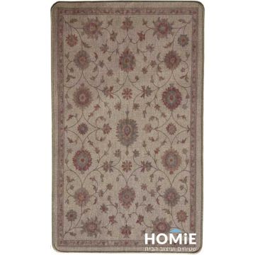 שטיח גומי וינטג' פרחוני דגם קוויבק 68 בצבעי בז' ואדום מעושן, מתאים למטבח ולכל חלל בבית, עם גומי נגד החלקה ותחזוקה קלה