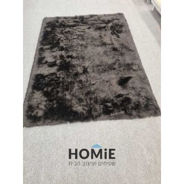 שטיח שאגי משי עבה מודרני שחור דגם נרניה. השטיח מתאים לסלון ושאר הבית.