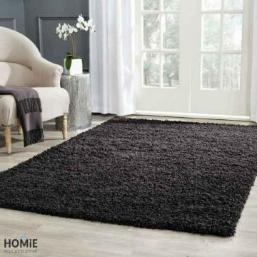 שטיח שאגי שחור מודרני יוקרתי דגם ריינבואו לסלון, לחדר שינה, לחדר ילדים, לפינת משחקים, לאמבטיה, למסדרון, למטבח, לפינת אוכל, לפינת משחקים, לחדר עבודה, למשרד, לגן ילדים ולבית הספר. 