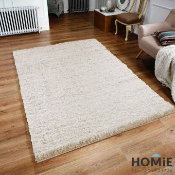 שטיח שאגי מודרני כפרי צבע קרם דגם לרה 01. השטיח האיכותי יתאים לסלון ושאר חלל הבית.