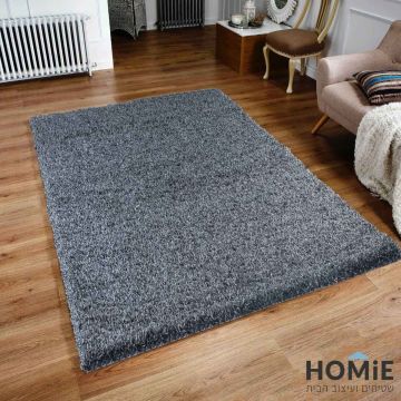 שטיח שאגי מודרני כפרי צבע אפור שחור דגם לרה 05. השטיח האיכותי יתאים לסלון ושאר חלל הבית.