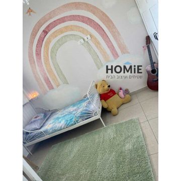 שטיח שאגי ירוק דגם ריינבואו 01. השטיח המודרני היוקרתי יתאים לסלון, חדר ילדים ושאר חלל הבית.