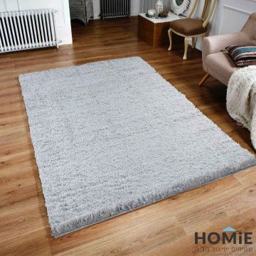 שטיח שאגי מודרני כפרי צבע אפור בהיר דגם לרה 03. השטיח האיכותי יתאים לסלון ושאר חלל הבית.