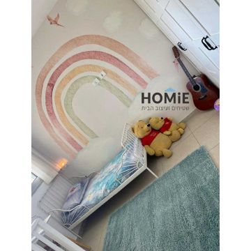 שטיח שאגי מודרני טורקיז בהיר דגם ריינבואו 04. השטיח המודרני היוקרתי יתאים לסלון, חדר ילדים ושאר הבית. 