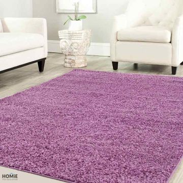 שטיח שאגי סגול לילך איכותי, חזק, צפוף, נעים למגע וקל לניקוי דגם ריינבואו