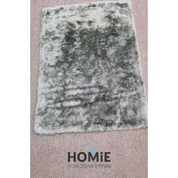 שטיח שאגי משי מודרני עבה דגם נרניה בצבע אפור. השטיח מתאים לסלון ושאר הבית.