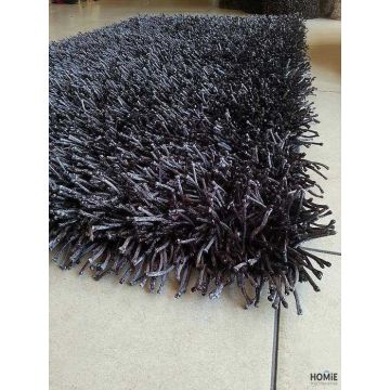 שטיח שאגי ספגטי מבריק מודרני איכותי לחדר שינה, לחדר ילדים, לאמבטיה, למטבח ולמשרד בצבע אפור כהה / עכבר. 