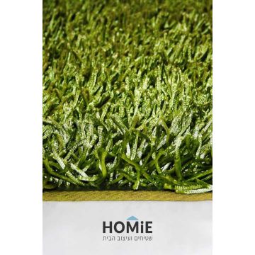 שטיח שאגי ספגטי מבריק איכותי עבודת יד בצבע ירוק דגם S-113. 