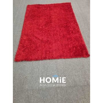 שטיח שאגי ספגטי מבריק מודרני יוקרתי עבודת יד בצבע אדום דגם S-103. 