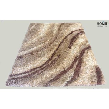 שטיח שאגי גלים אנכיים חום בז' דגם ריינבואו 